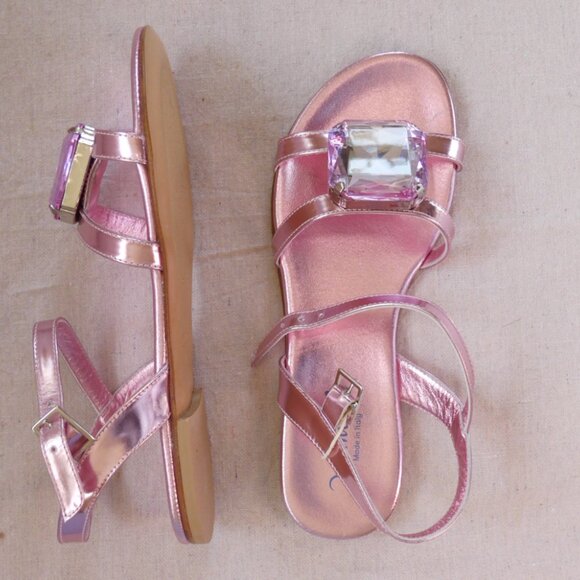 NWT MimiSol Girls 37 (7) Leather Jewel Sandals - Picture 2 of 15
